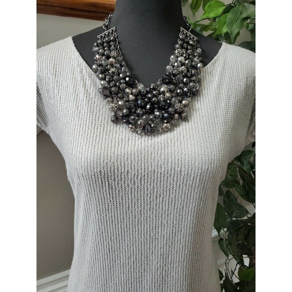 Emmelee Women's White Polyester Round Neck Cap Sleeve Knee Length Dress Size M - Picture 3 of 11